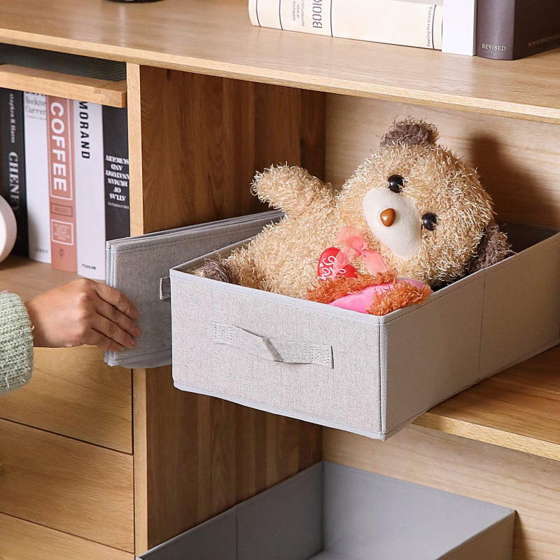 صناديق تخزين قابلة للطي من BOMKEE للملابس، منظمات قابلة للطي وسلال تخزين مكعبة لغرفة النوم وغرفة المعيشة (عبوة من 4 قطع، رمادي، 15.4 × 11.4 × 5.5 بوصة) - Image 5